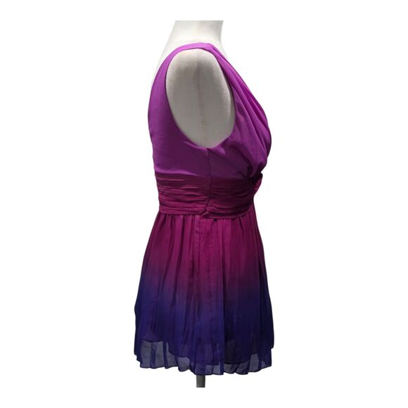 NEXT Ombré Babydoll Tunic Top Pink Purple Gradient V-Neck Empire Waist UK 8/US 4 - Picture 4 of 9